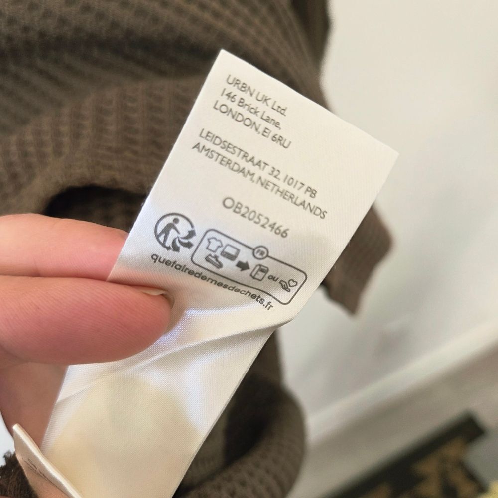 Free People Travis Tunic Polo Top Waffle Knit Thermal Green Oversized Lounge M - Picture 12 of 12